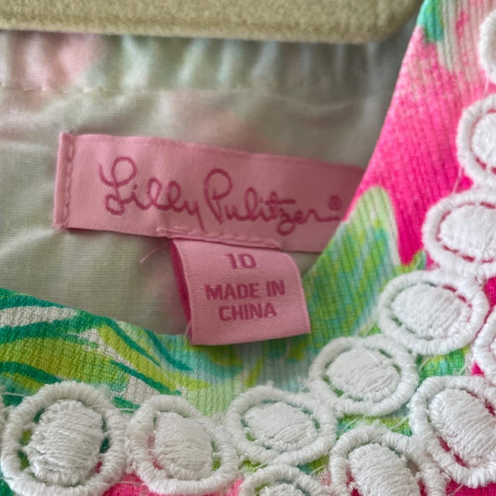Lilly Pulitzer Pink and Green Kids Shift Dress - Picture 4 of 4
